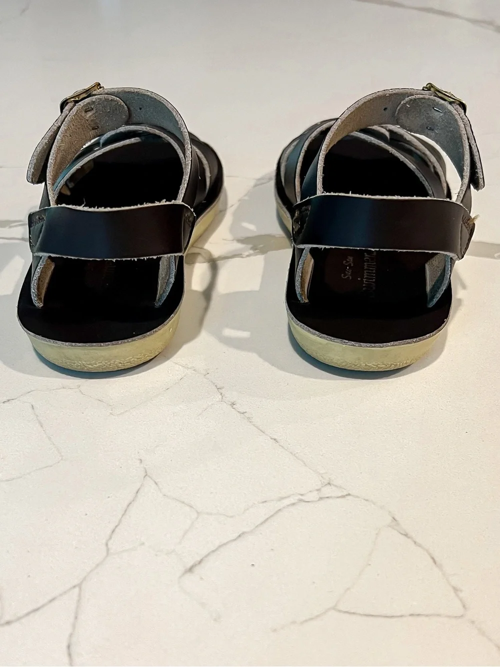 Saltwater Chocolate Brown Sun San Swimmer Sandals Little Kids Sz 1